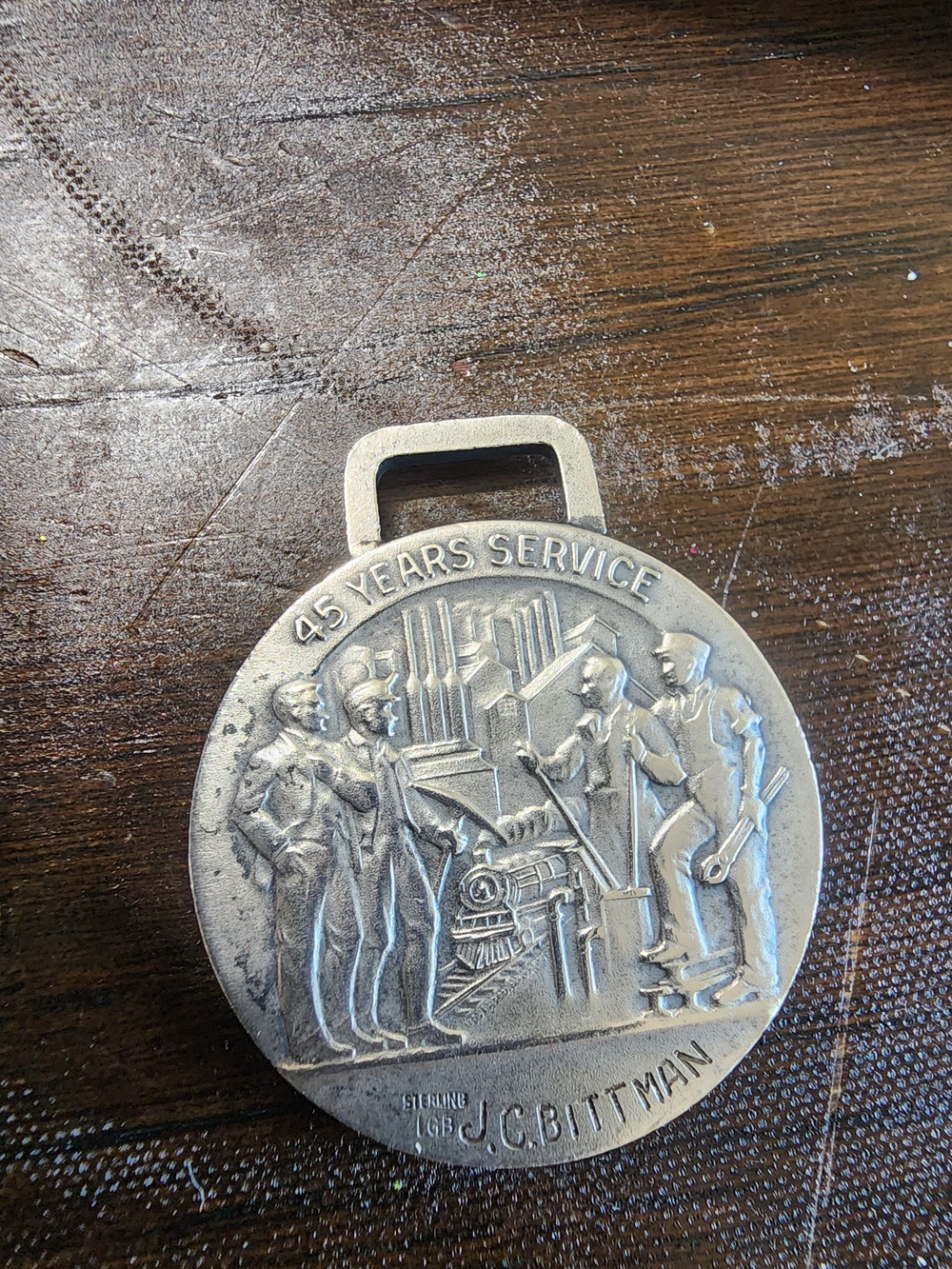 Sterling 45 Years Service Commemorative Medallion.